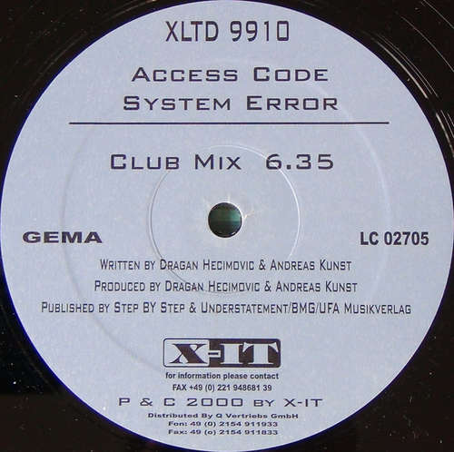 Cover Access Code - System Error (12) Schallplatten Ankauf