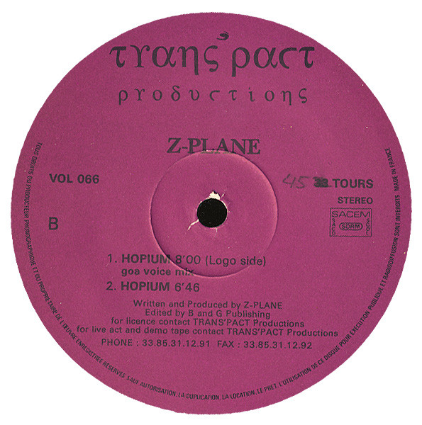 Cover Z-Plane (2) - Hopium (12) Schallplatten Ankauf