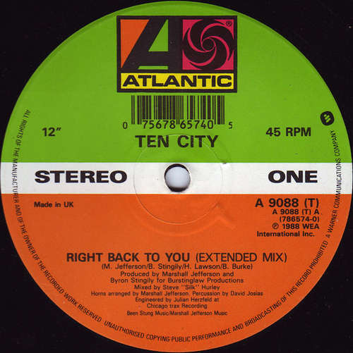 Cover Ten City - Right Back To You (12) Schallplatten Ankauf