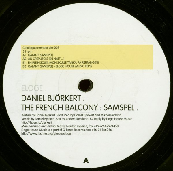 Cover Daniel Björkert - The French Balcony : Samspel (12) Schallplatten Ankauf