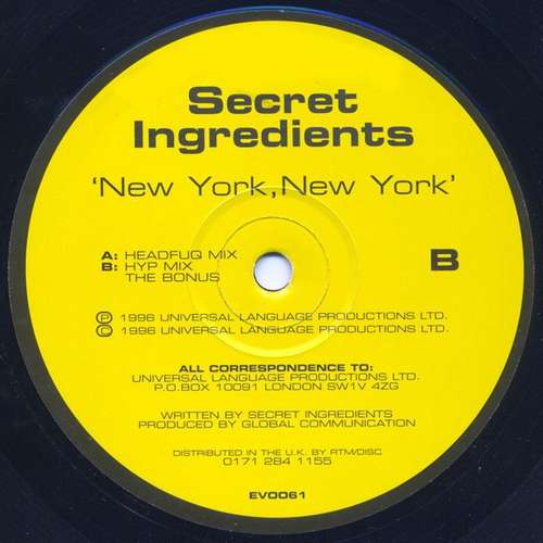 Cover Secret Ingredients - New York, New York (12) Schallplatten Ankauf