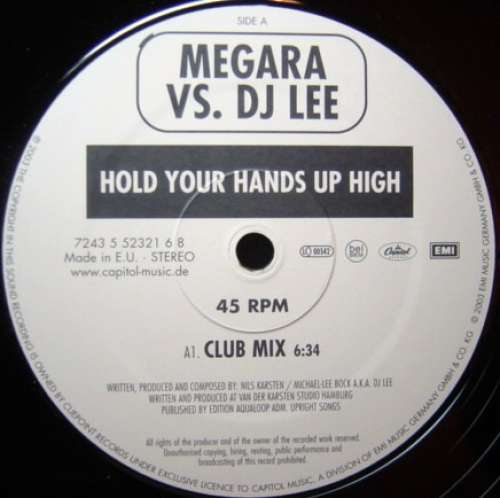 Cover Megara Vs. DJ Lee - Hold Your Hands Up High (12) Schallplatten Ankauf