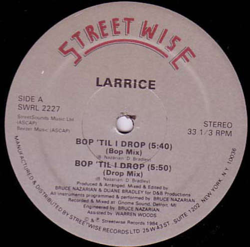 Cover Larrice - Bop 'Til I Drop (12) Schallplatten Ankauf