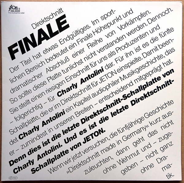 Cover Charly Antolini - Finale (LP, Album, Ltd, dir) Schallplatten Ankauf