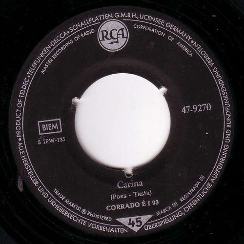 Cover Corrado E I 93* - Carina / Parlami D'Amore, Mariu (7, Single) Schallplatten Ankauf