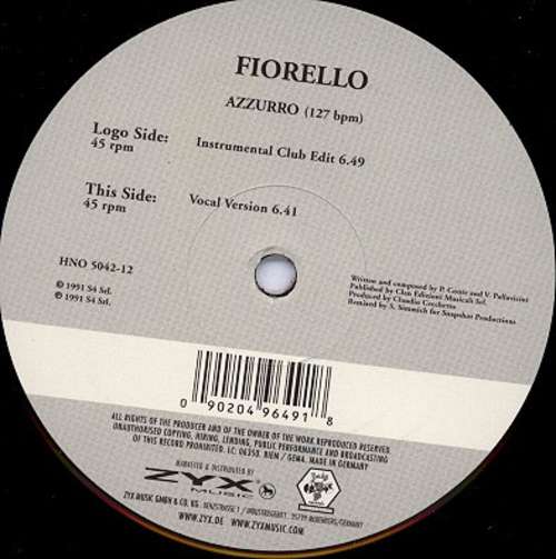 Cover Fiorello - Azzurro (12) Schallplatten Ankauf