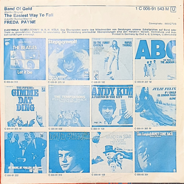 Cover Freda Payne - Band Of Gold / The Easiest Way To Fall (7, Single, Ads) Schallplatten Ankauf