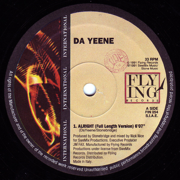 Cover Da Yeene* - Alright (12) Schallplatten Ankauf