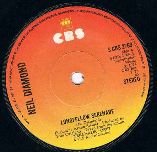 Cover Neil Diamond - Longfellow Serenade (7) Schallplatten Ankauf