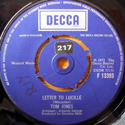 Cover Tom Jones - Letter To Lucille (7, Single) Schallplatten Ankauf