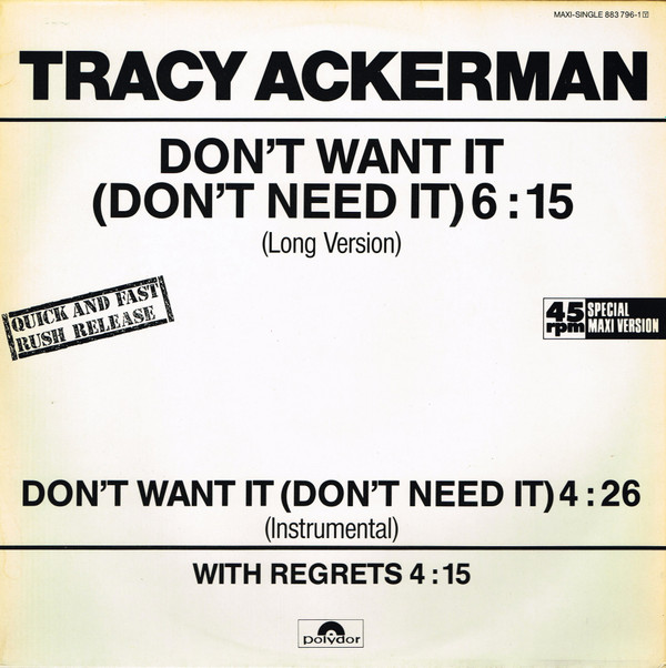 Bild Tracy Ackerman - Don't Want It (Don't Need It) (12, Maxi) Schallplatten Ankauf