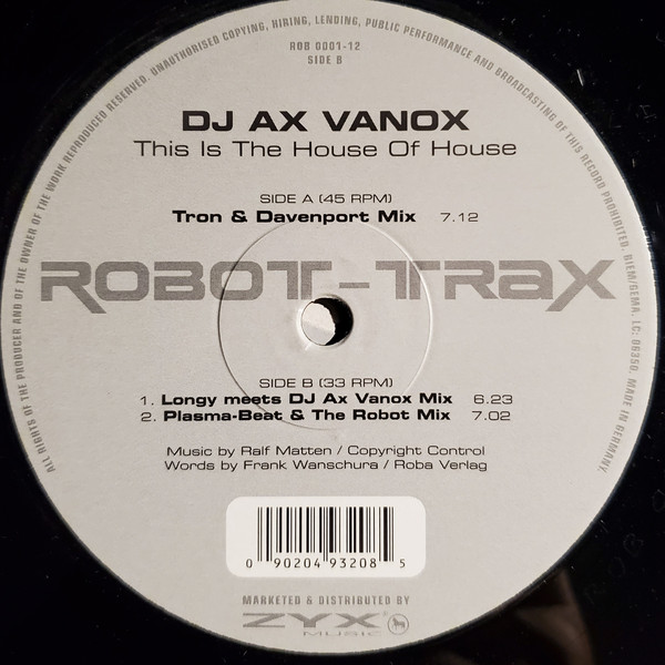Cover DJ Ax Vanox - This Is The House Of House (12) Schallplatten Ankauf