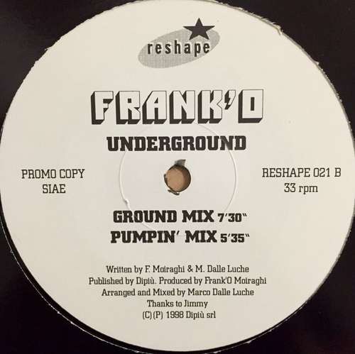 Cover Frank 'O Moiraghi - Underground (12, Promo) Schallplatten Ankauf