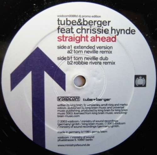 Cover Tube & Berger Feat. Chrissie Hynde - Straight Ahead (12, Ltd, Promo) Schallplatten Ankauf
