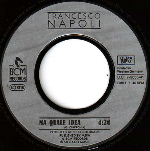 Cover Francesco Napoli - Ma Quale Idea (7, Single) Schallplatten Ankauf