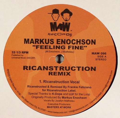 Cover Markus Enochson - Feeling Fine (Ricanstruction Remix) (12) Schallplatten Ankauf
