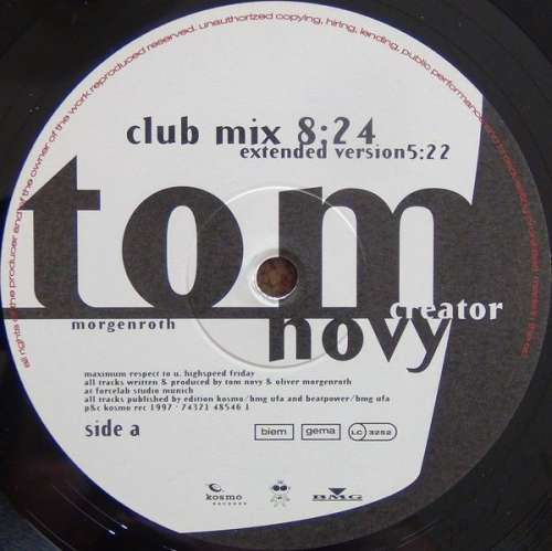 Cover Tom Novy & Morgenroth* - Creator (The Rave & Cruise Anthem) (12) Schallplatten Ankauf