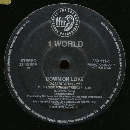 Cover 1 World - Down On Love (12, Promo) Schallplatten Ankauf