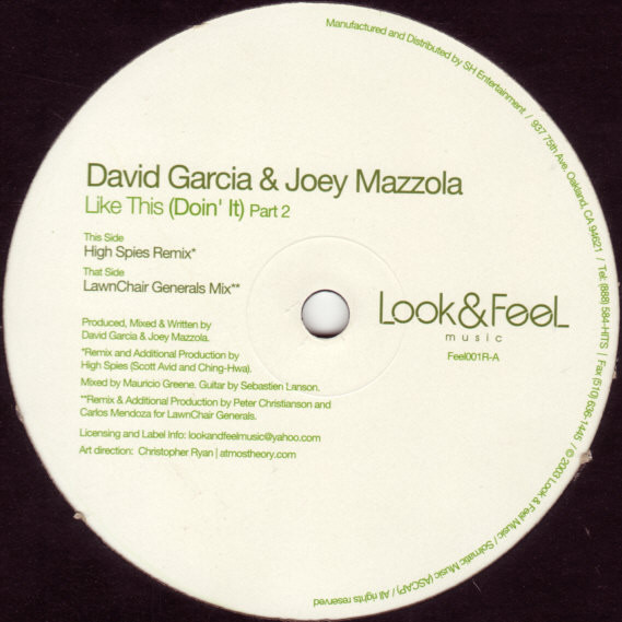 Cover David Garcia & Joey Mazzola - Like This (Doin' It) (Part 2) (12) Schallplatten Ankauf