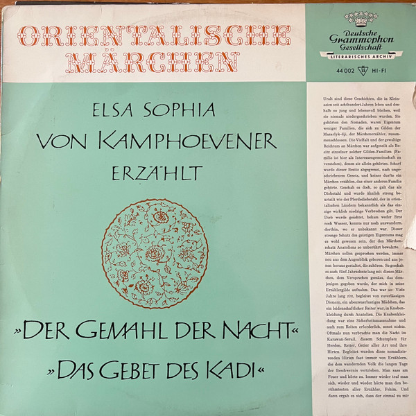 Bild Elsa Sophia Von Kamphoevener - Elsa Sophia Von Kamphoevener Erzählt Orientalische Märchen Erste Folge (LP) Schallplatten Ankauf