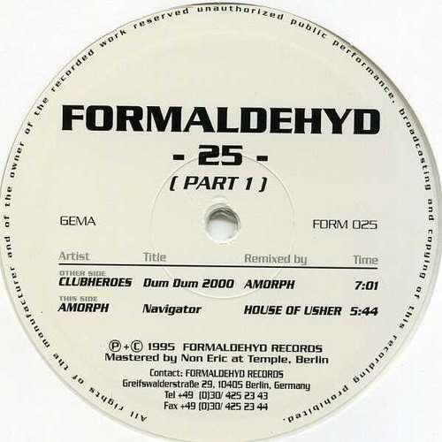 Cover Formaldehyd -25- (Part 1) Schallplatten Ankauf