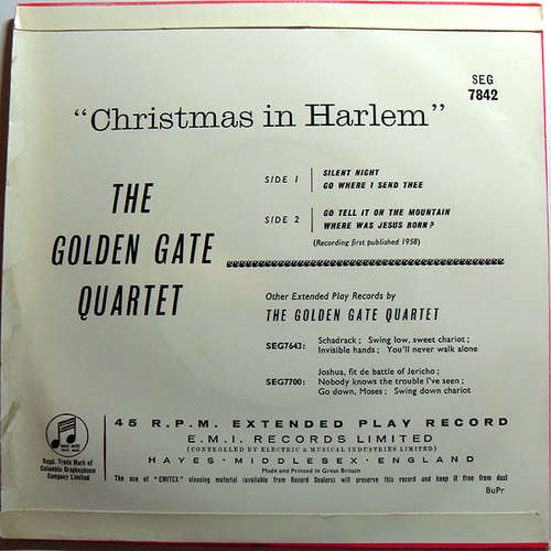 Cover The Golden Gate Quartet - Christmas In Harlem (7, EP) Schallplatten Ankauf