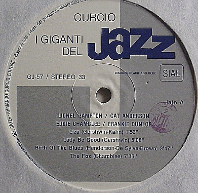 Cover Lionel Hampton, Cat Anderson, Eddie Chamblee, Frankie Dunlop - I Giganti Del Jazz Vol. 57 (LP, Album) Schallplatten Ankauf