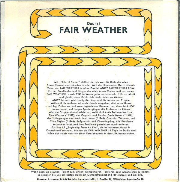 Cover Fair Weather - Tutti Frutti  /  Road To Freedom (7, Single) Schallplatten Ankauf