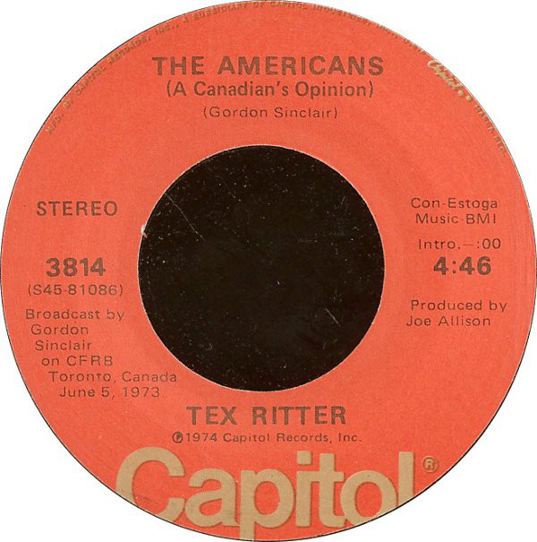 Cover Tex Ritter - The Americans (A Canadian's Opinion) (7, Single) Schallplatten Ankauf
