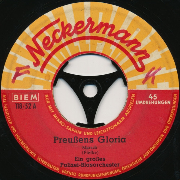 Cover Ein Großes Polizei-Blasorchester - Preußens Gloria (7, Single) Schallplatten Ankauf