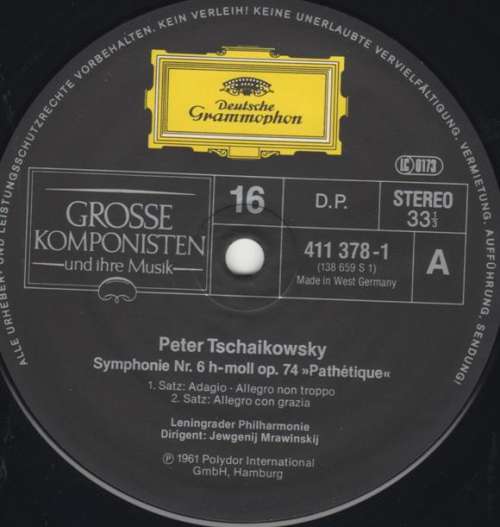 Cover Tchaïkovsky* / Leningrader Philharmonie* / Jewgenij Mrawinskij* - Symphonie Nr. 6 H-Moll Op. 74 Pathetique (LP, RE) Schallplatten Ankauf