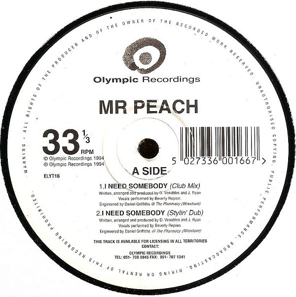 Cover Mr Peach* - I Need Somebody (12) Schallplatten Ankauf
