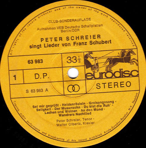 Cover Peter Schreier, Schubert*, Schumann* - Ausgewählte Lieder (LP, Club) Schallplatten Ankauf