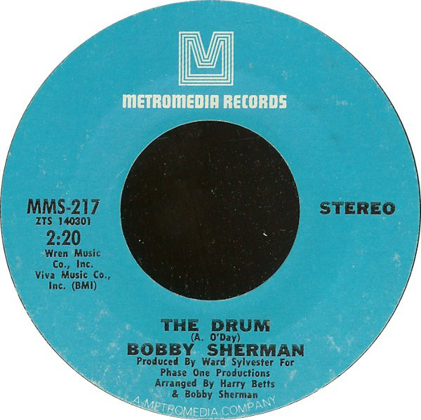 Cover Bobby Sherman - The Drum / Free Now To Roam (7) Schallplatten Ankauf