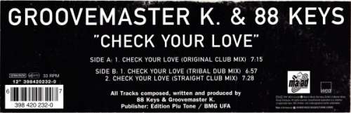 Cover Groovemaster K. & 88 Keys - Check Your Love (12, Promo) Schallplatten Ankauf