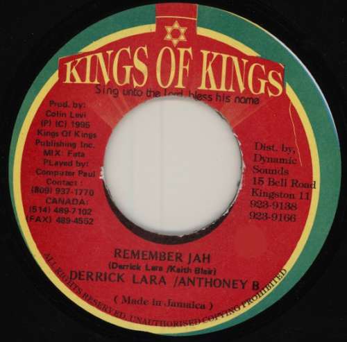 Cover Derrick Lara / Anthoney B* - Remember Jah (7) Schallplatten Ankauf