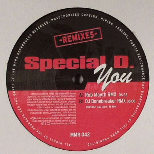 Cover Special D. - You (Remixes) (12) Schallplatten Ankauf