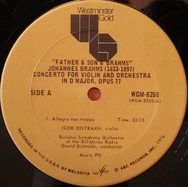 Cover David Oistrakh* And Igor Oistrakh* And Johannes* - Father And Son And Brahms (LP, Mono) Schallplatten Ankauf