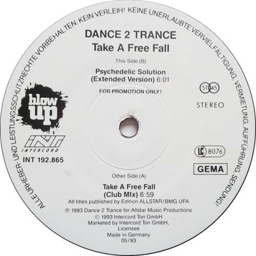 Cover Dance 2 Trance - Take A Free Fall (12, Promo) Schallplatten Ankauf