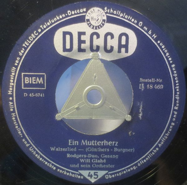 Cover Rodgers-Duo / Geschwister Kornberger - Ein Mutterherz / Dreimal Blühten Die Rosen (7, Single) Schallplatten Ankauf