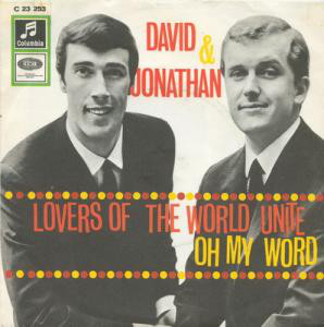 Cover David & Jonathan - Lovers Of The World Unite / Oh My Word (7) Schallplatten Ankauf