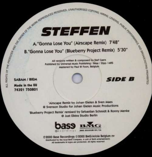 Cover Steffen (2) - Gonna Lose You (12) Schallplatten Ankauf