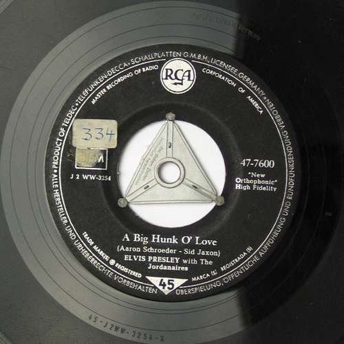 Cover Elvis Presley With The Jordanaires - A Big Hunk O' Love (7, Single) Schallplatten Ankauf