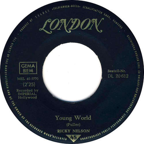 Cover Ricky Nelson (2) - Young World / Summertime (7, Single) Schallplatten Ankauf