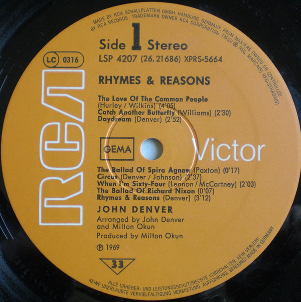 Cover John Denver - Rhymes & Reasons (LP, Album, RE, Ger) Schallplatten Ankauf