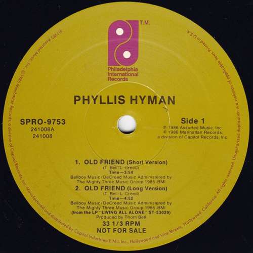 Cover Phyllis Hyman - Old Friend (12, Promo) Schallplatten Ankauf