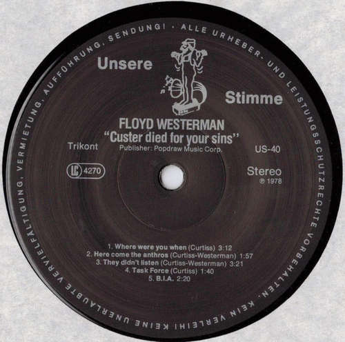 Cover Floyd Westerman - Custer Died For Your Sins (LP, Album, RE) Schallplatten Ankauf