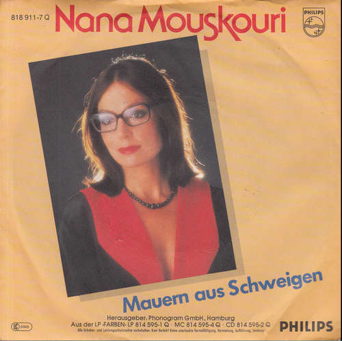 Cover Nana Mouskouri - Mauern Aus Schweigen (7, Single) Schallplatten Ankauf
