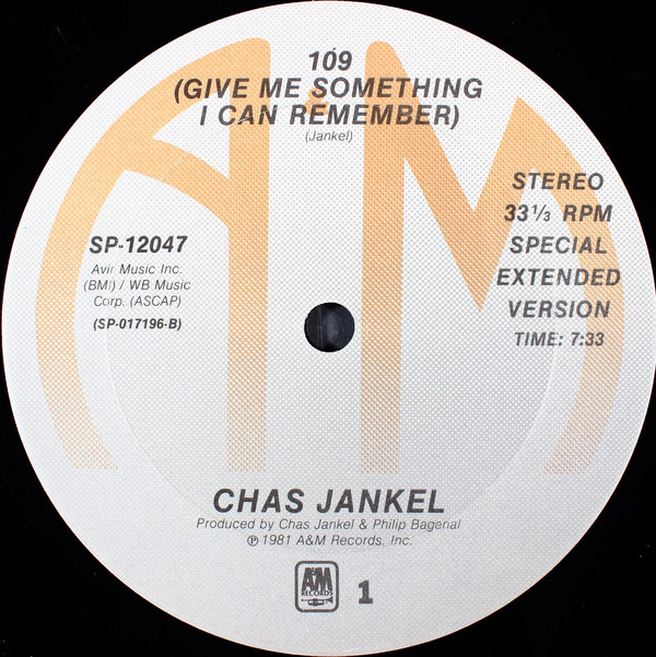 Cover Chas Jankel - 109 (Give Me Something I Can Remember) (12) Schallplatten Ankauf