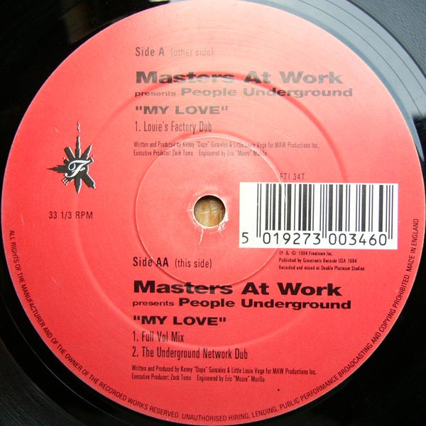 Cover Masters At Work Presents People Underground - My Love (12) Schallplatten Ankauf